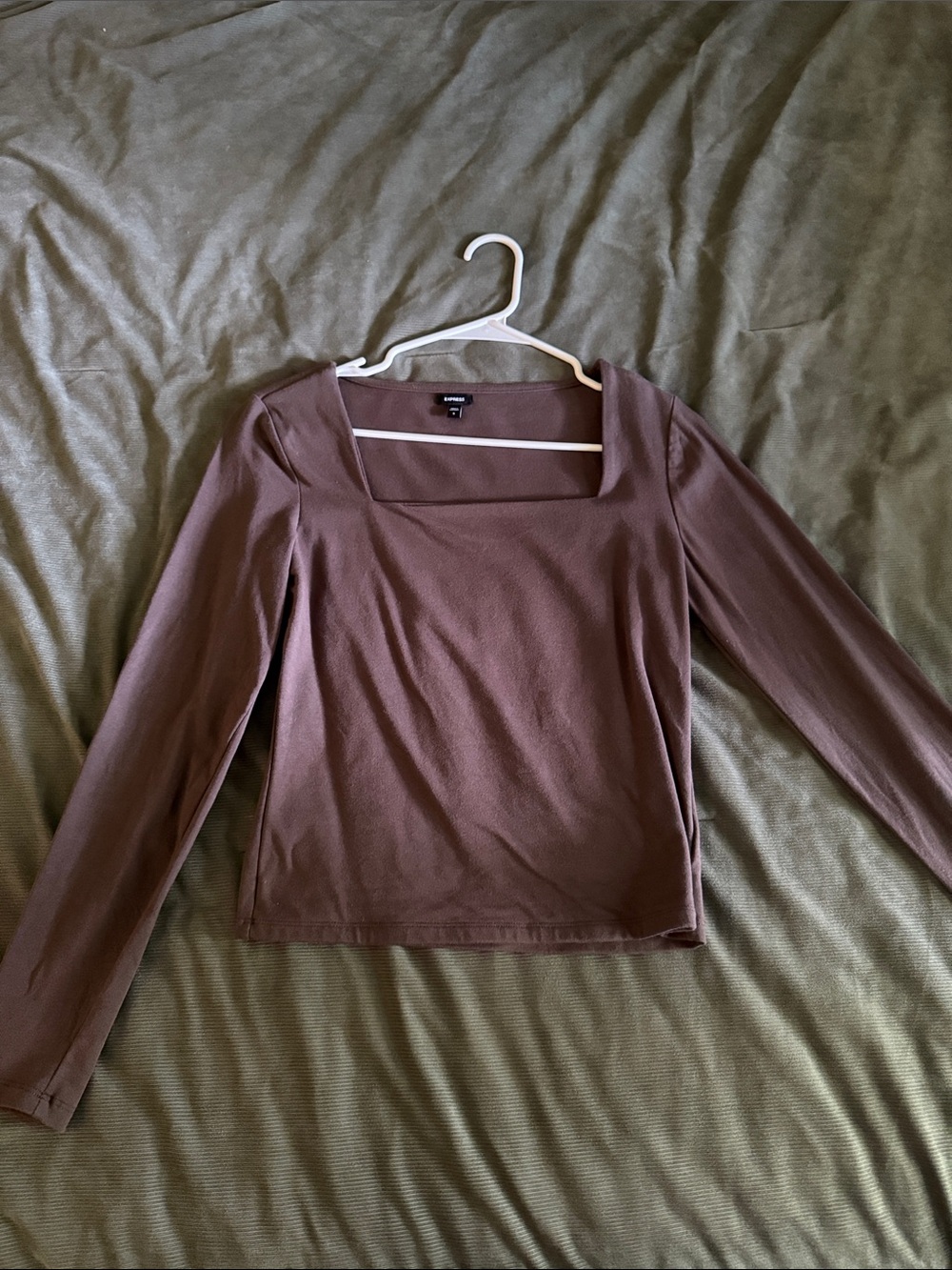 Express Long-Sleeve Square Neck Women’s Top - Brown